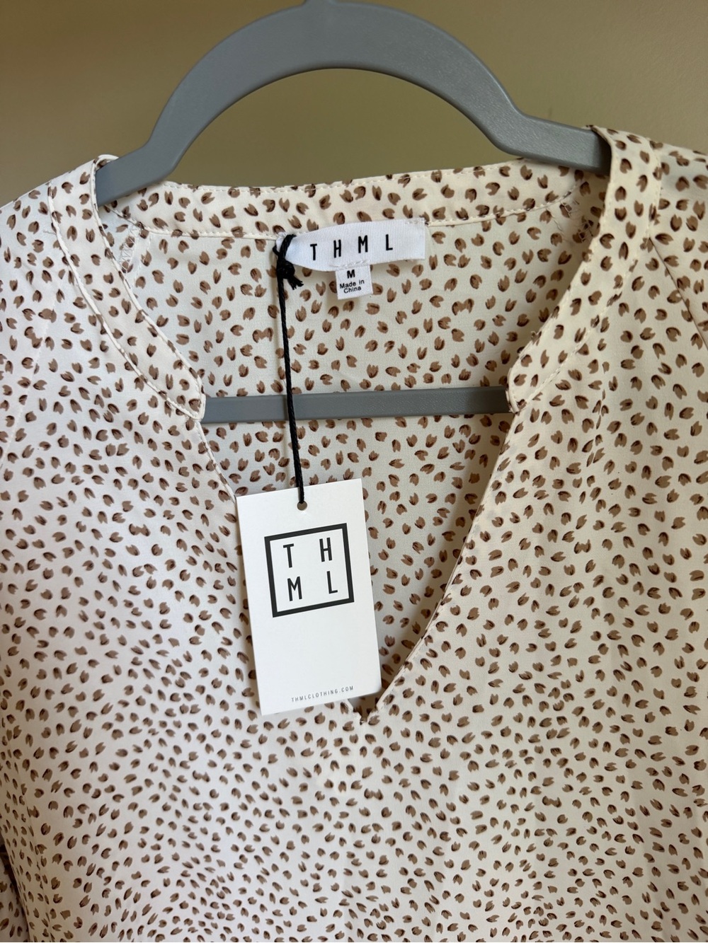 THML Cream Blouse with Brown Dot Print - Picture 3 of 7